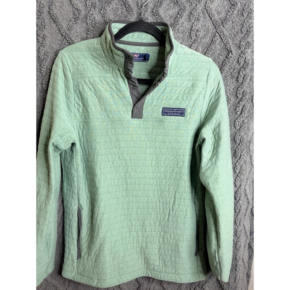 Vineyard Vines quilted dreamcloth shep shirt pullover green small fits like YXL